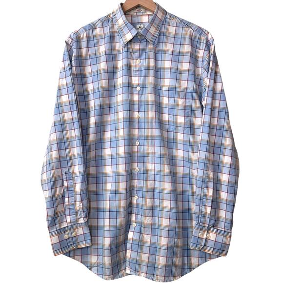 PETER MILLAR‎ Button Down Shirt Size L Cotton Plaid Summer Preppy Camping Golf - Picture 2 of 10